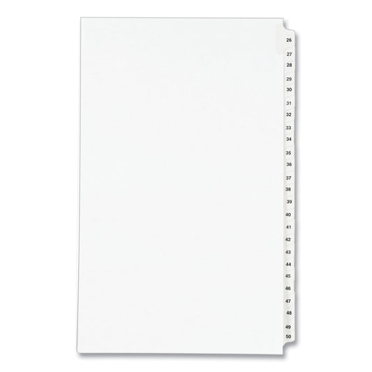 Preprinted Legal Exhibit Side Tab Index Dividers, Avery Style, 25-Tab, 26 to 50, 14 x 8.5, White, 1 Set, (1431) (01431)