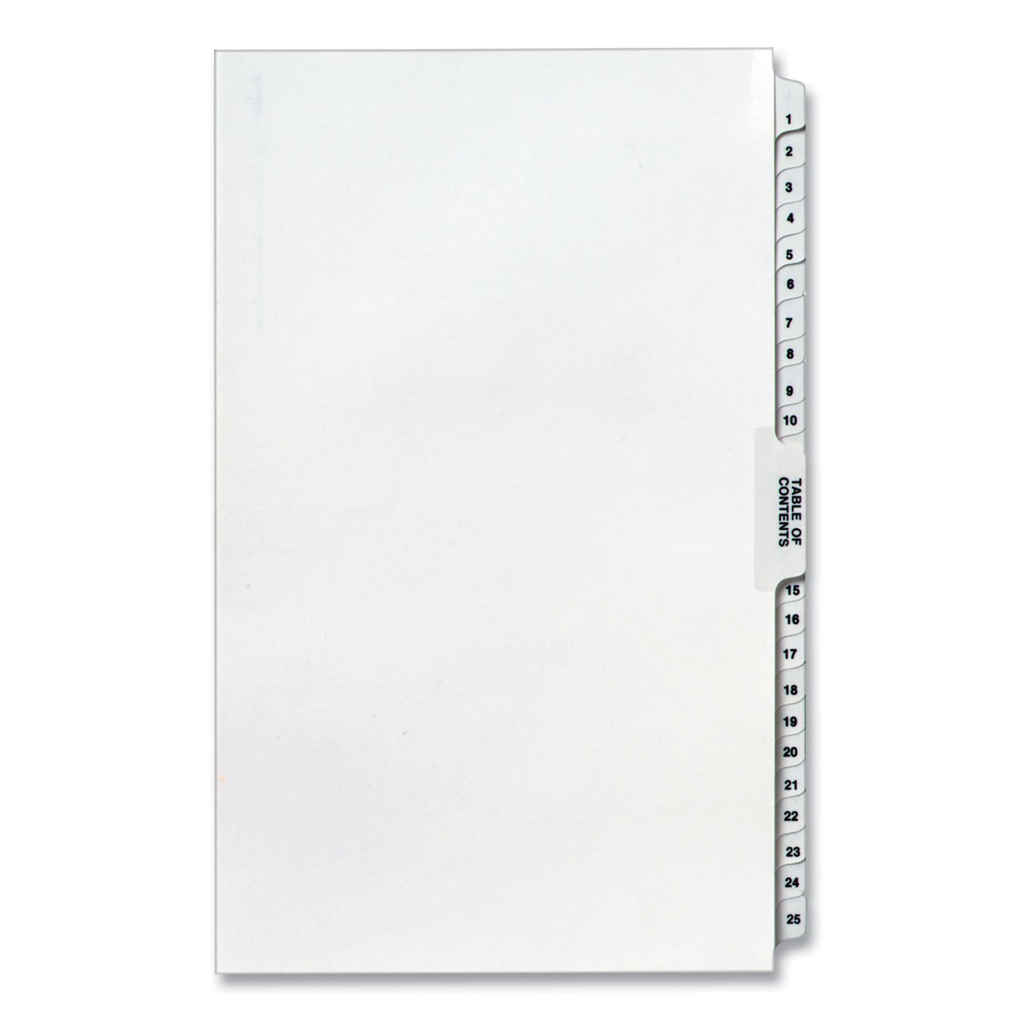 Preprinted Legal Exhibit Side Tab Index Dividers, Avery Style, 26-Tab, 1 to 25, 14 x 8.5, White, 1 Set (11371)