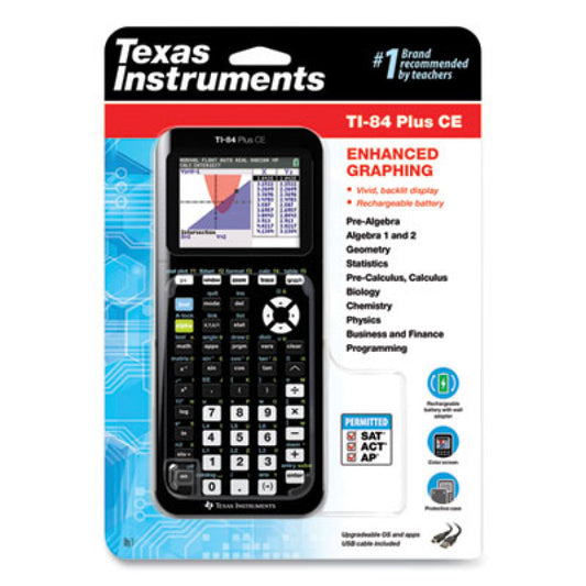 Texas Instruments TI-84 Plus CE Programmable Color Graphing Calculator, 10-Digit LCD, Black
