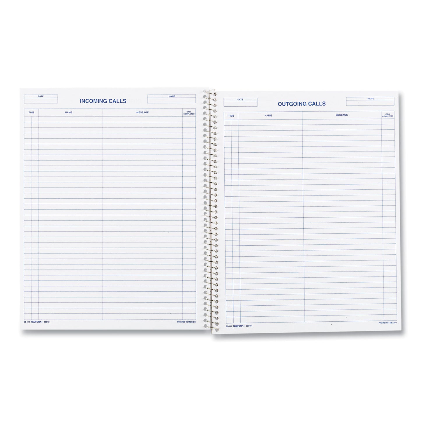 Rediform Wirebound Call Register, One-Part (No Copies), 11 x 8.5, 100 Forms Total (50111)
