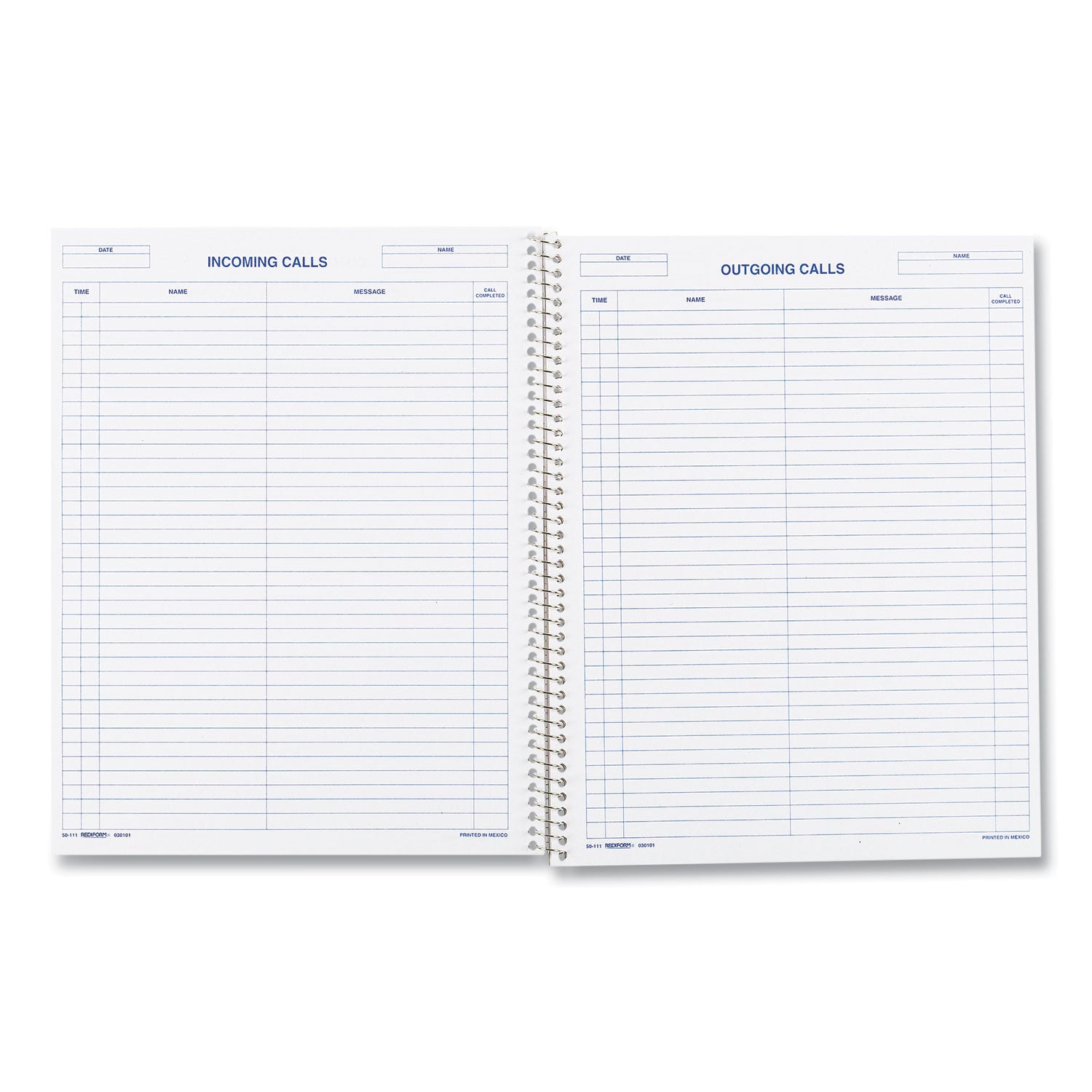 Rediform Wirebound Call Register, One-Part (No Copies), 11 x 8.5, 100 Forms Total (50111)