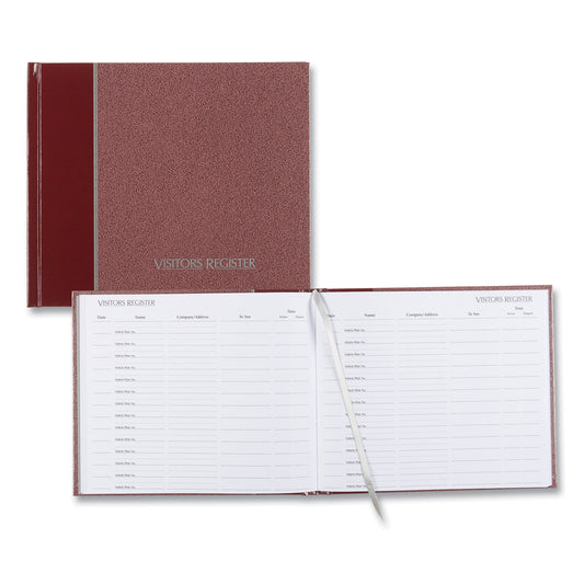 National Paper Hardcover Visitor Register Book, Burgundy Cover, 9.78 x 8.5 Sheets, 128 Sheets/Book (57803)