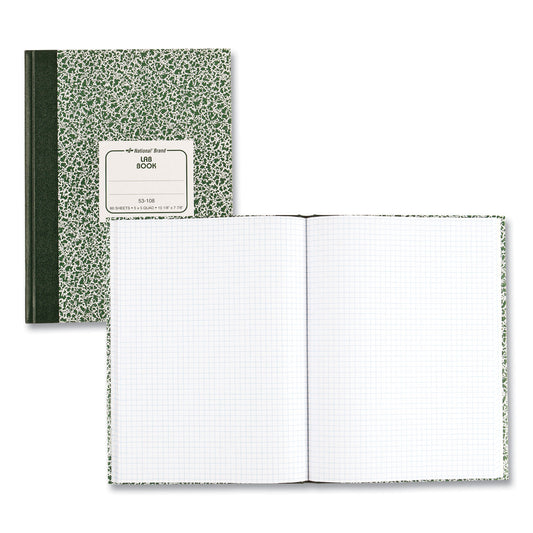 National Paper Composition Lab Notebook, Quadrille Rule, Green Cover, (60) 10.13 x 7.88 Sheets (53108)