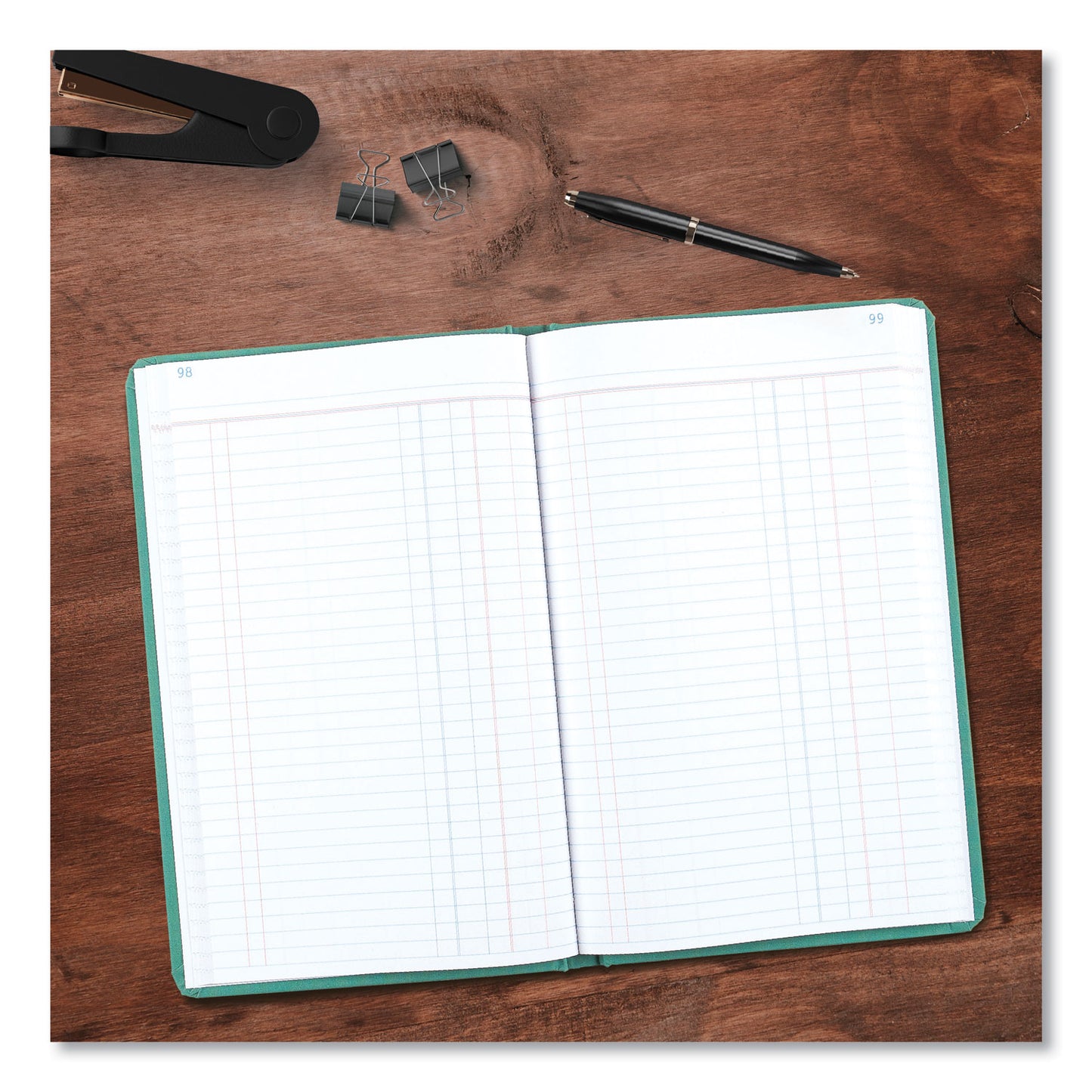 National Paper Tuff Series Accounting Journal, Single-Page 8-Column Accounting Format, Green Cover, 12 x 7.5 Sheets, 500 Sheets/Book (A66500J)