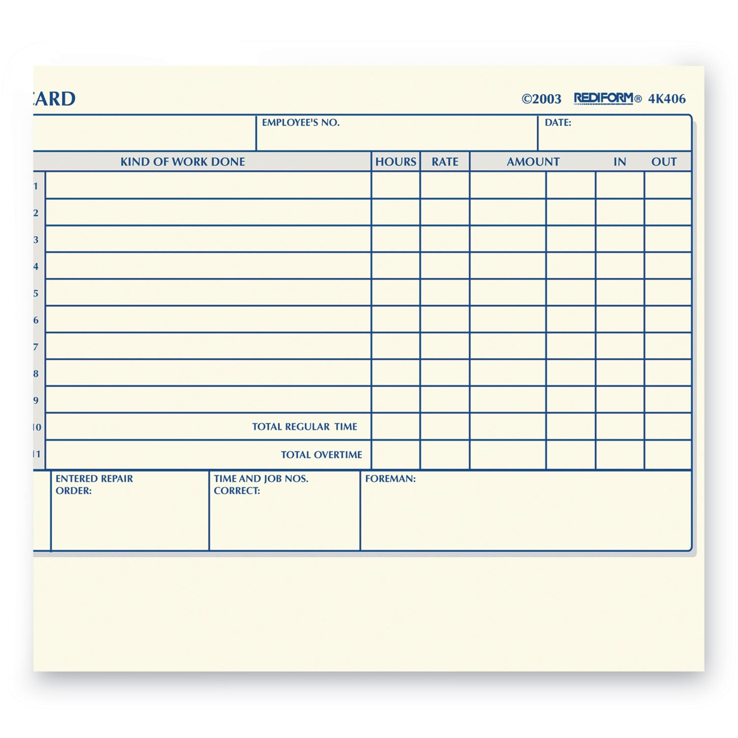 Rediform Daily Employee Time Cards, Two Sides, 4.25 x 7, 100/Pad (4K406)