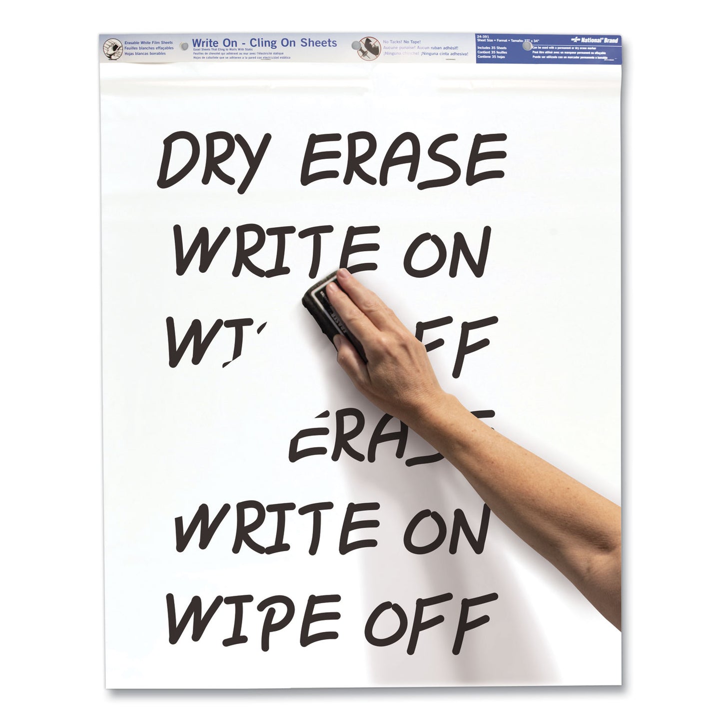 National Paper Write On-Cling On Easel Pad, Unruled, 27 x 34, White, 35 Sheets (24391)