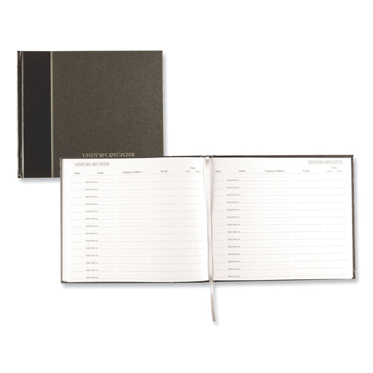 National Paper Hardcover Visitor Register Book, Black Cover, 9.78 x 8.5 Sheets, 128 Sheets/Book (57802)