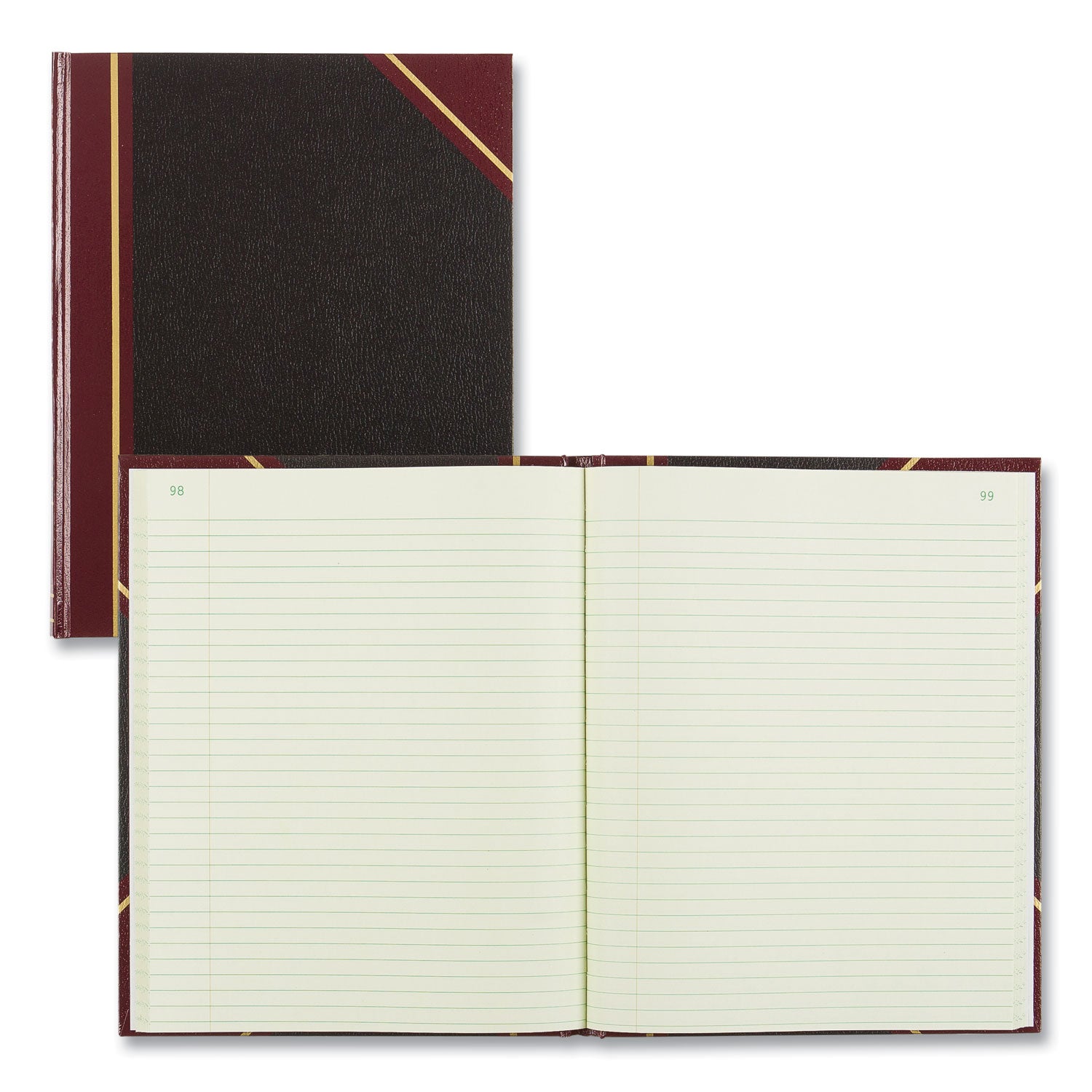 National Paper Texthide Eye-Ease Record Book, Black/Burgundy/Gold Cover, 10.38 x 8.38 Sheets, 150 Sheets/Book (56211)