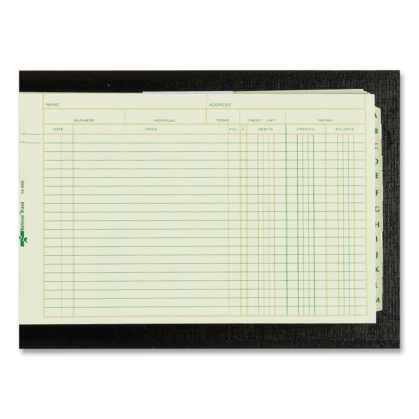 National Paper Four-Ring Ledger Binder Kit with A-Z Index, Black Cover, 8.5 x 5 Debit-Credit-Balance Sheets, 100 Sheets/Book (63453)