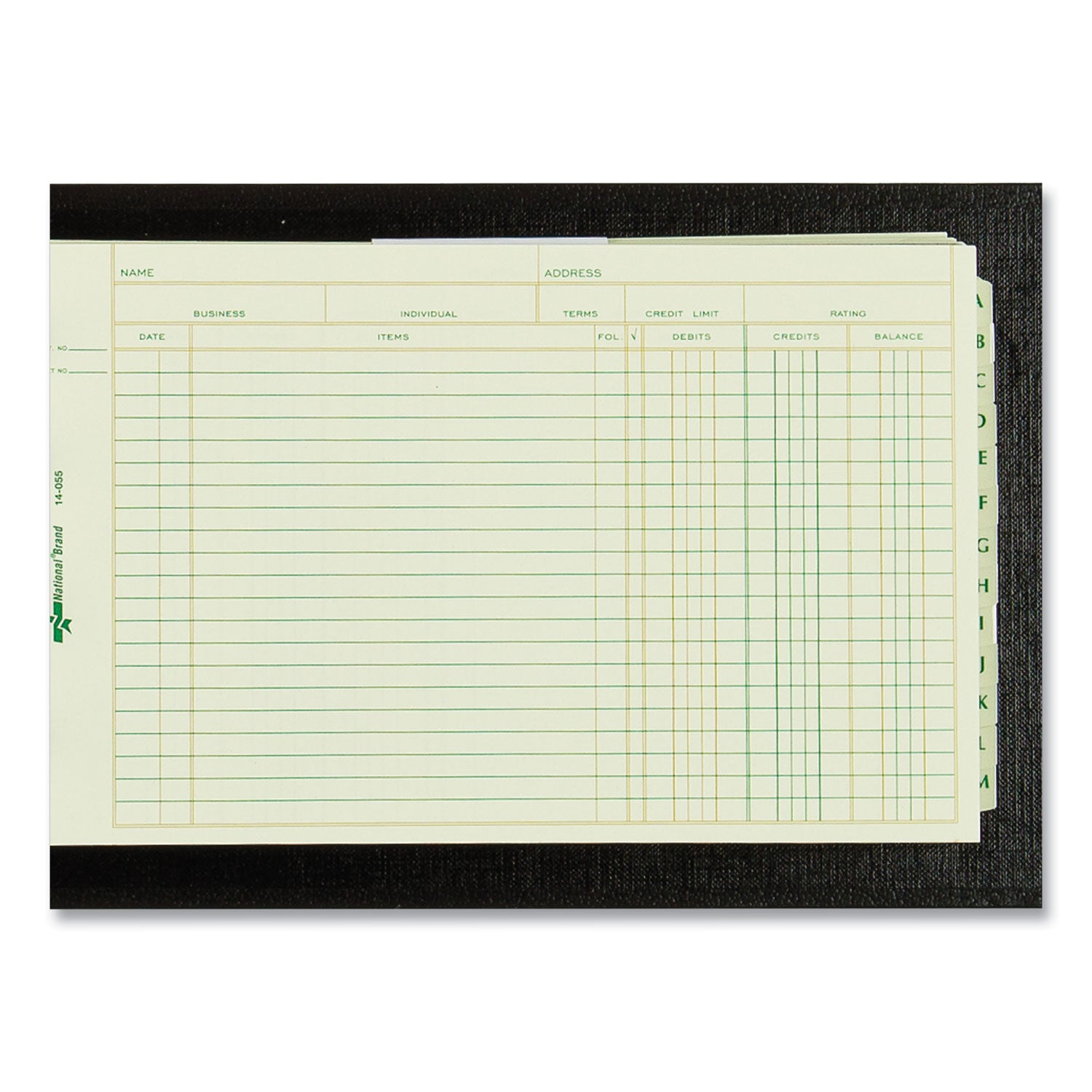 National Paper Four-Ring Ledger Binder Kit with A-Z Index, Black Cover, 8.5 x 5 Debit-Credit-Balance Sheets, 100 Sheets/Book (63453)