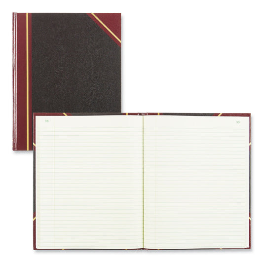 National Paper Texthide Eye-Ease Record Book, Black/Burgundy/Gold Cover, 10.38 x 8.38 Sheets, 300 Sheets/Book (56231)