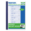 Rediform Money Receipt Book, Softcover, Three-Part Carbonless, 7 x 2.75, 4 Forms/Sheet, 100 Forms Total (8L808)