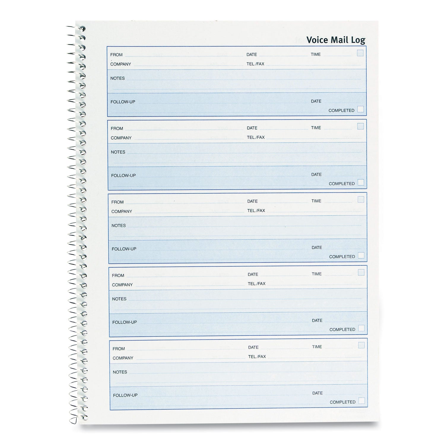 Rediform Follow-up Wirebound Voice Mail Log Book, One-Part (No Copies), 7.5 x 2, 5 Forms/Sheet, 500 Forms Total (51114)