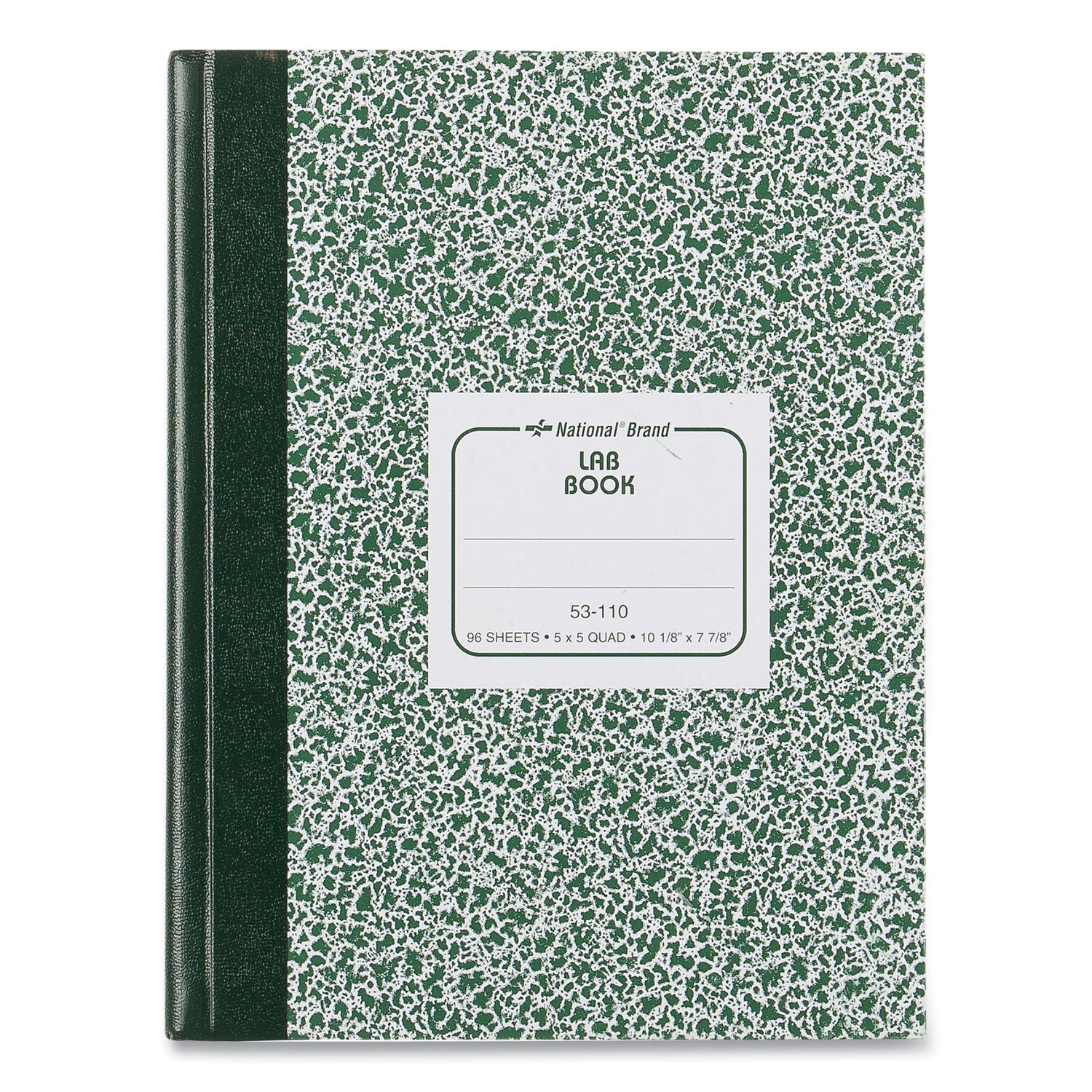 National Paper Lab Notebook, Quadrille Rule (5 sq/in), Green Marble Cover, (96) 10.13 x 7.88 Sheets (53110)