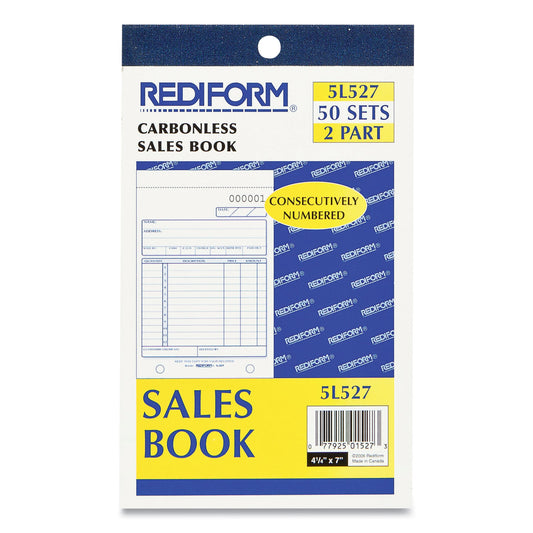 Rediform Sales Book, 12 Lines, Two-Part Carbonless, 4.25 x 6.38, 50 Forms Total (5L527)
