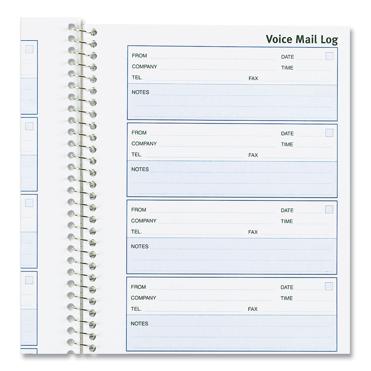 Rediform Detail Wirebound Voice Mail Log Book, One-Part (No Copies), 5 x 1.63, 6 Forms/Sheet, 600 Forms Total (51113)