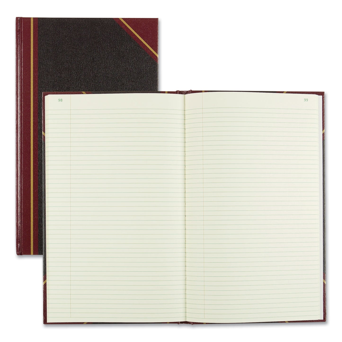 National Paper Texthide Eye-Ease Record Book, Black/Burgundy/Gold Cover, 14.25 x 8.75 Sheets, 300 Sheets/Book (57131)