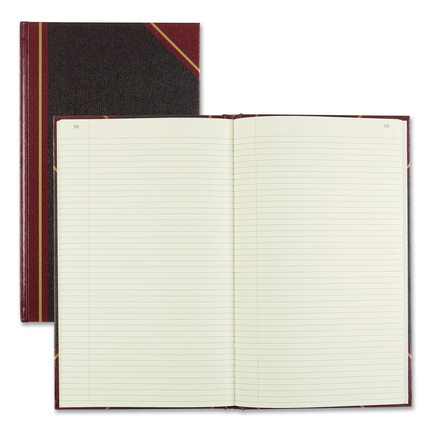 National Paper Texthide Eye-Ease Record Book, Black/Burgundy/Gold Cover, 14.25 x 8.75 Sheets, 300 Sheets/Book (57131)