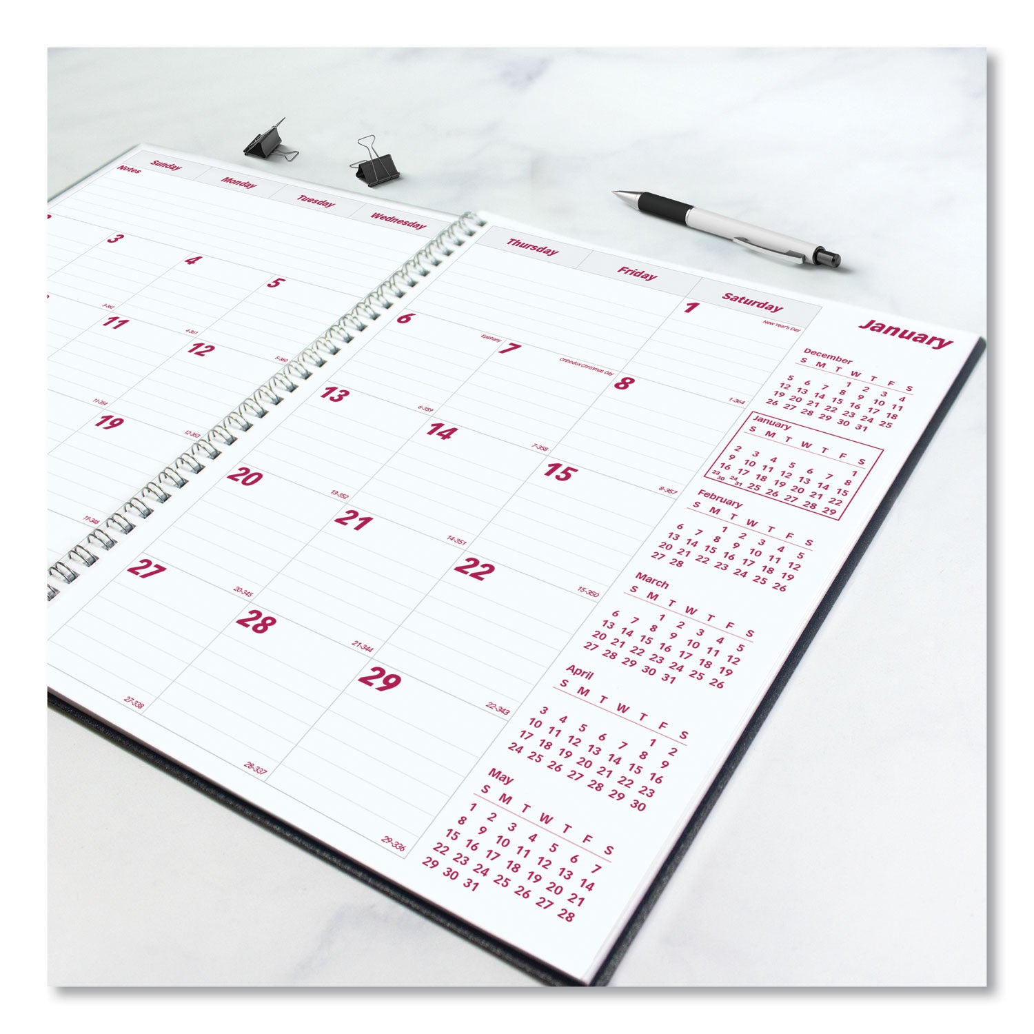 Brownline DuraFlex 14-Month Planner, 11 x 8.5, Black Cover, 14-Month: Dec 2024 to Jan 2026 (CB1262VBLK)
