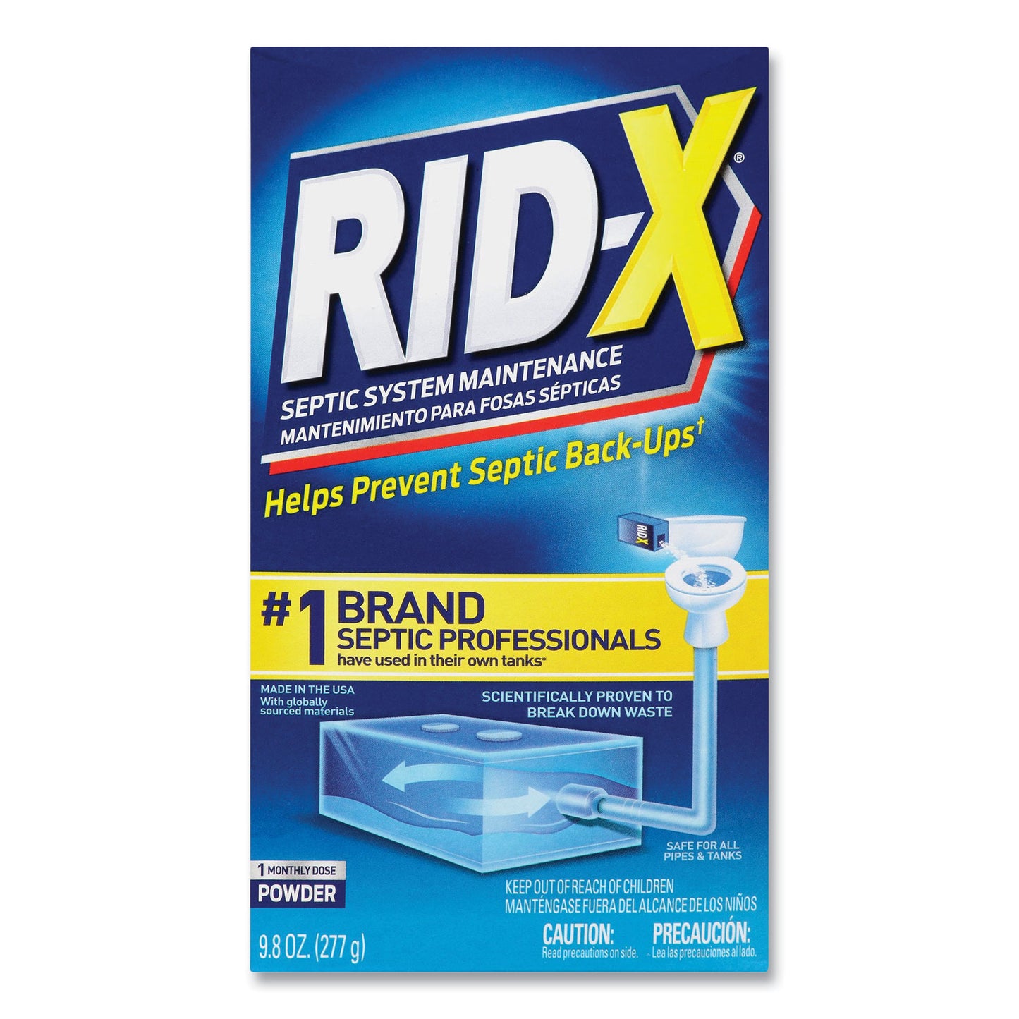 RID-X Septic System Treatment Concentrated Powder, 9.8 oz, 12/Carton (80306)