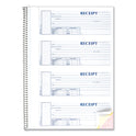 Rediform Spiralbound Unnumbered Money Receipt Book, Three-Part Carbonless, 7 x 2.75, 4 Forms/Sheet, 120 Forms Total (S16444WCL)