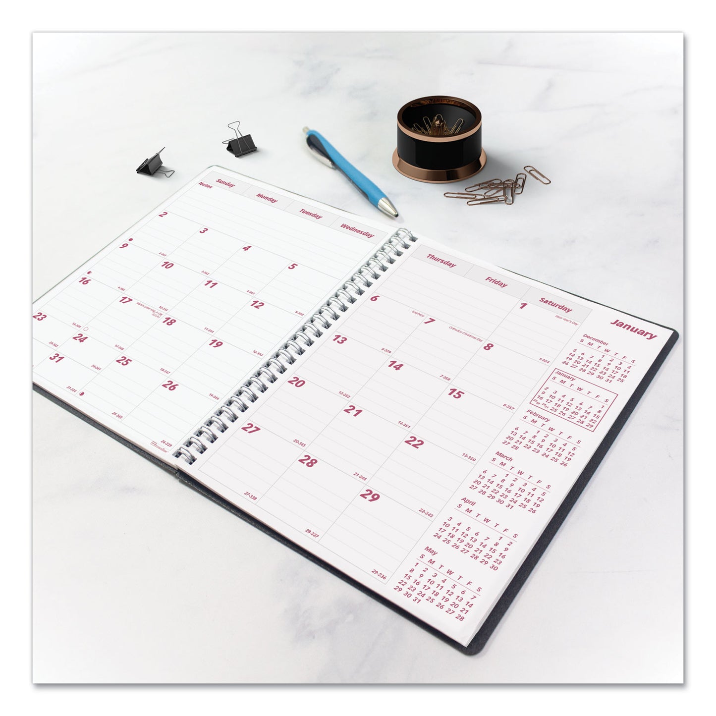 Brownline DuraFlex 14-Month Planner, 8.88 x 7.13, Black Cover, 14-Month: Dec 2024 to Jan 2026 (CB1200VBLK)