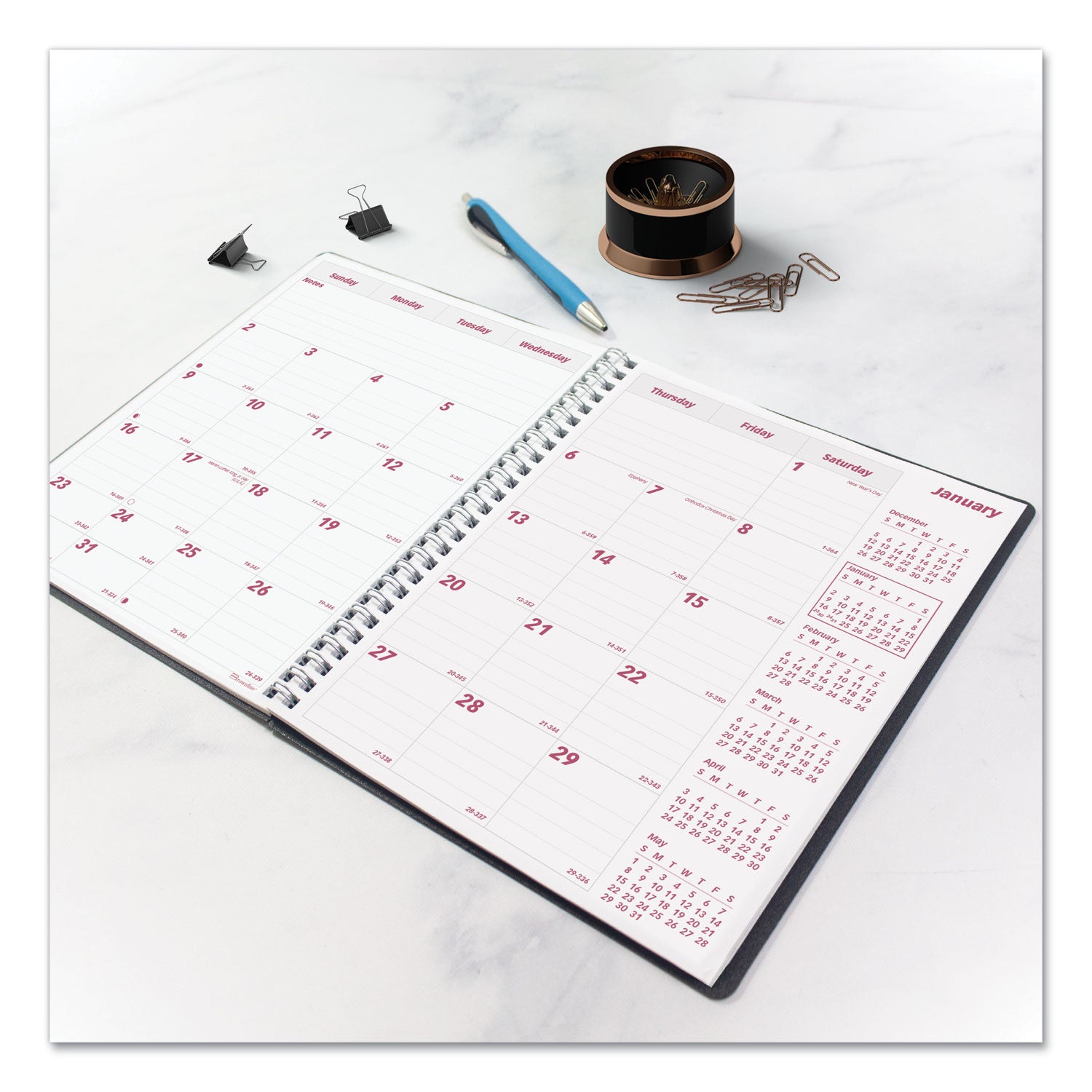 Brownline DuraFlex 14-Month Planner, 8.88 x 7.13, Black Cover, 14-Month: Dec 2024 to Jan 2026 (CB1200VBLK)