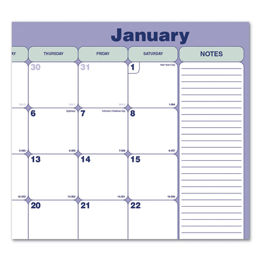 Blueline Monthly Desk Pad Calendar, 21.25 x 16, White/Blue/Green Sheets, Black Binding, Black Corners, 12-Month (Jan to Dec): 2025 (C181731)