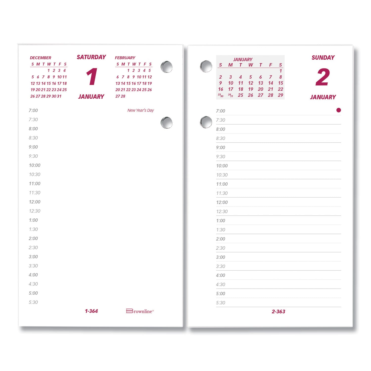 Brownline Daily Calendar Pad Refill, 6 x 3.5, White/Burgundy/Gray Sheets, 12-Month (Jan to Dec): 2025 (C2R)