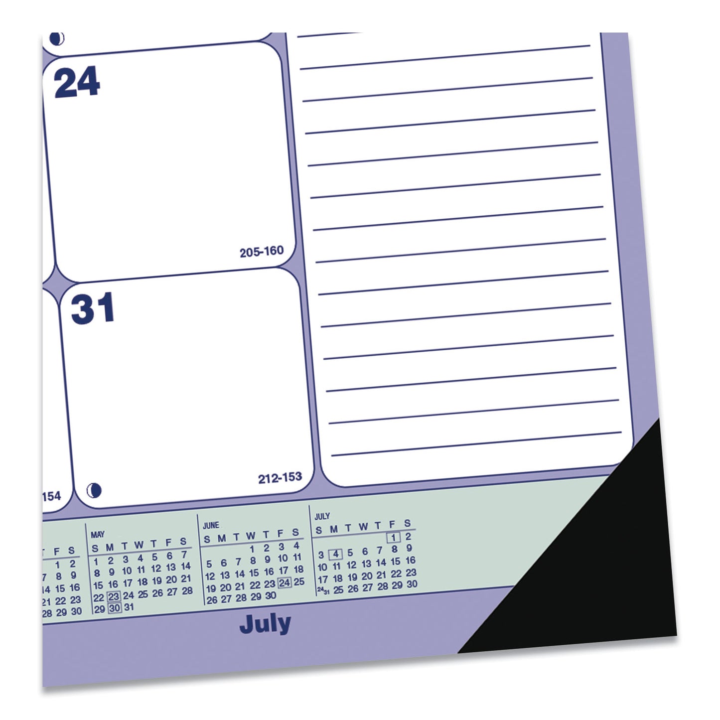 Blueline Academic 13-Month Desk Pad Calendar, 21.25 x 16, White/Blue/Green Sheets, Black Headband, 13-Month (July to July): 2024-2025 (CA181731)