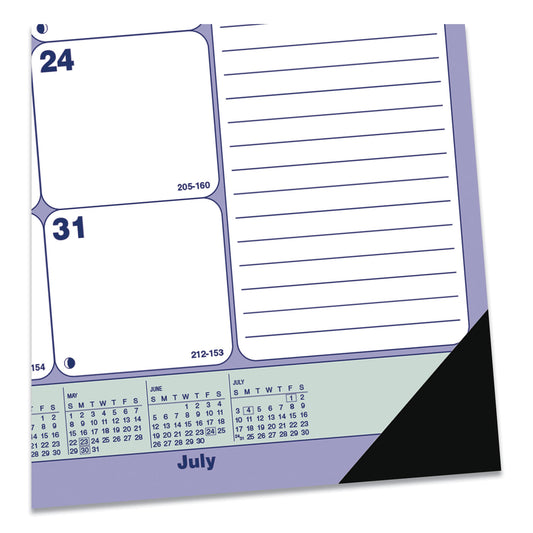 Blueline Academic 13-Month Desk Pad Calendar, 21.25 x 16, White/Blue/Green Sheets, Black Headband, 13-Month (July to July): 2024-2025 (CA181731)