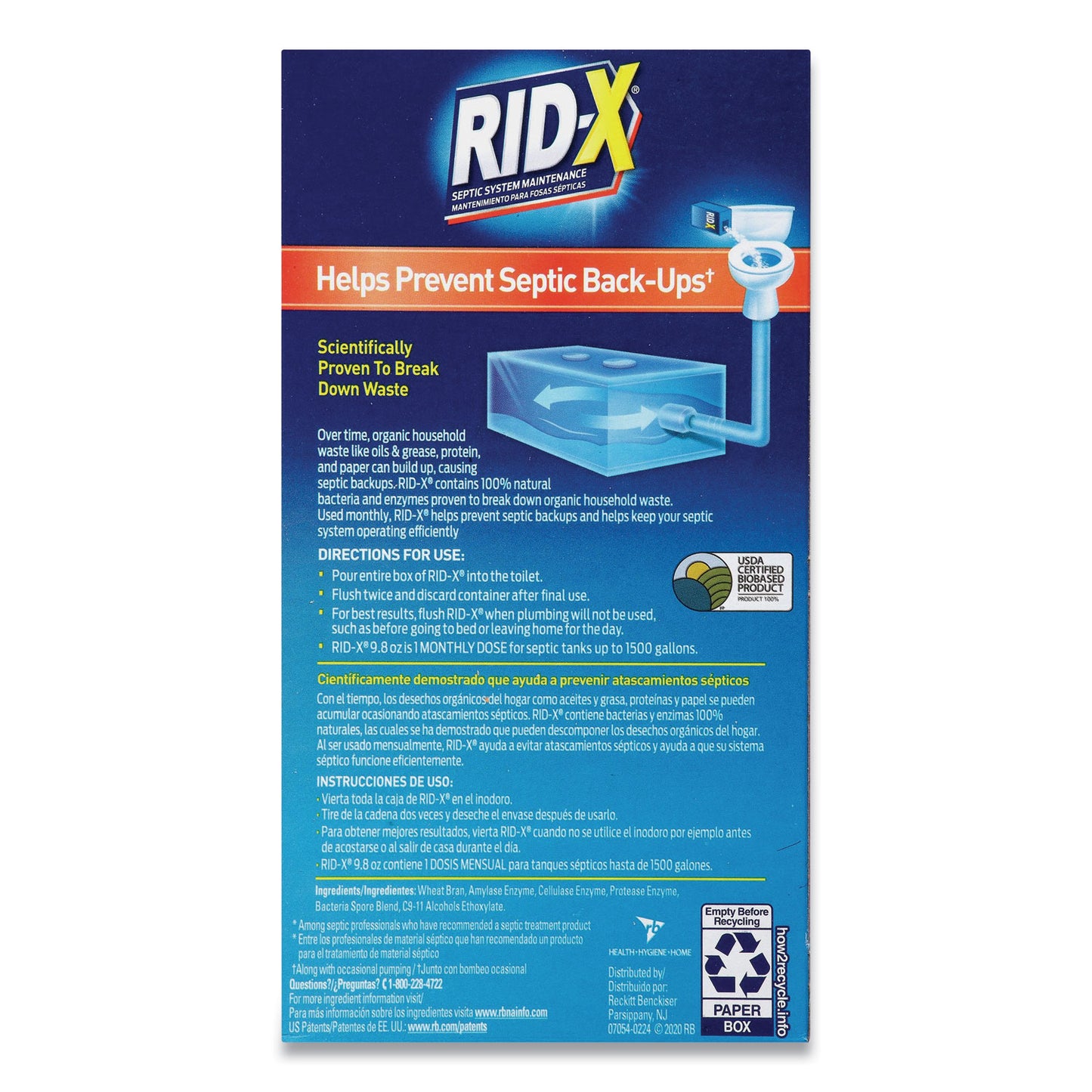 RID-X Septic System Treatment Concentrated Powder, 9.8 oz, 12/Carton (80306)