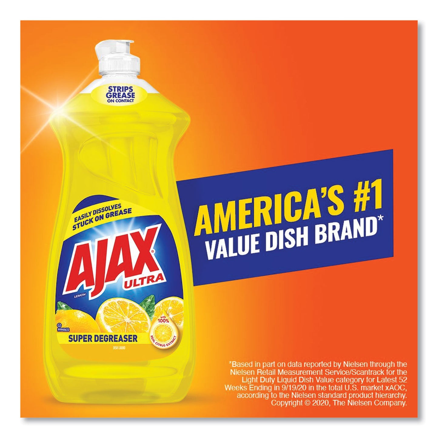 Ajax Dish Detergent, Lemon Scent, 28 oz Bottle (144673)