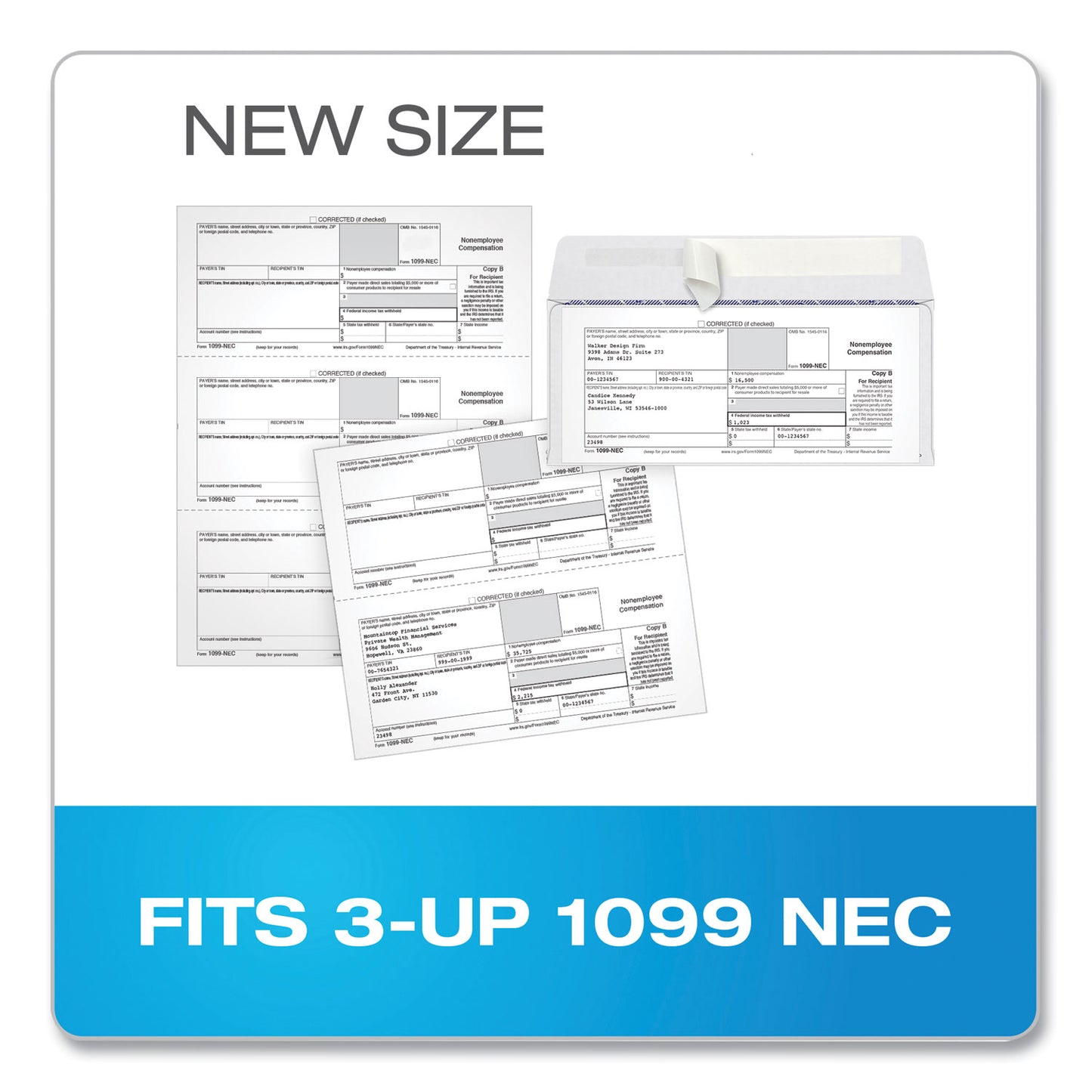 TOPS 1099 Double Window Envelope, Commercial Flap, Self-Adhesive Closure, 3.75 x 8.75, White, 24/Pack (2222PS3)