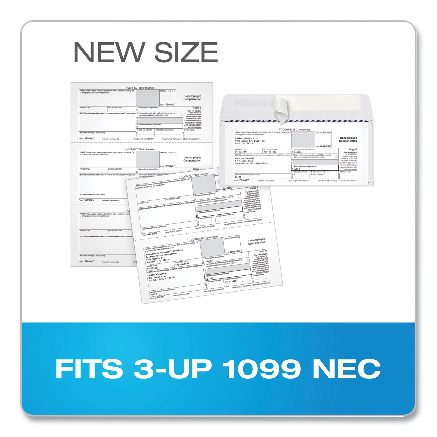 TOPS 1099 Double Window Envelope, Commercial Flap, Self-Adhesive Closure, 3.75 x 8.75, White, 24/Pack (2222PS3)