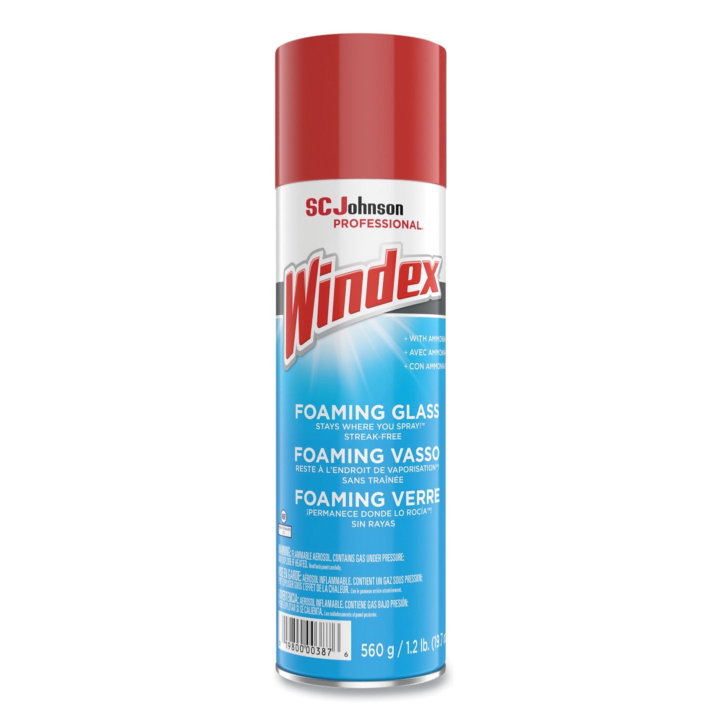 Windex Foaming Glass Cleaner, Fresh, 20 oz Aerosol Spray, 6/Carton (333813)