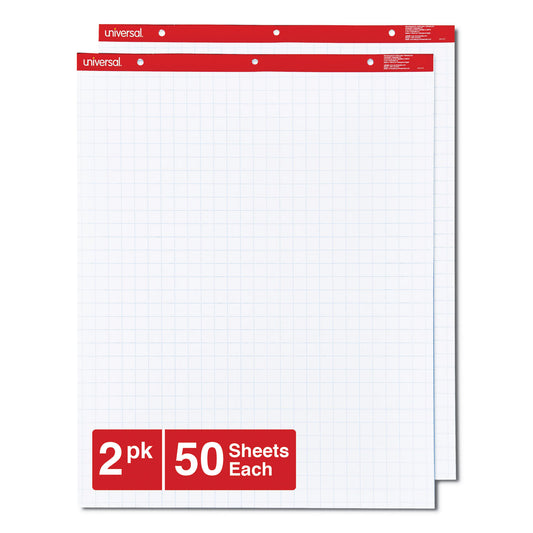 Universal Easel Pads/Flip Charts, Quadrille Rule (1 sq/in), 27 x 34, White, 50 Sheets, 2/Carton (35602)