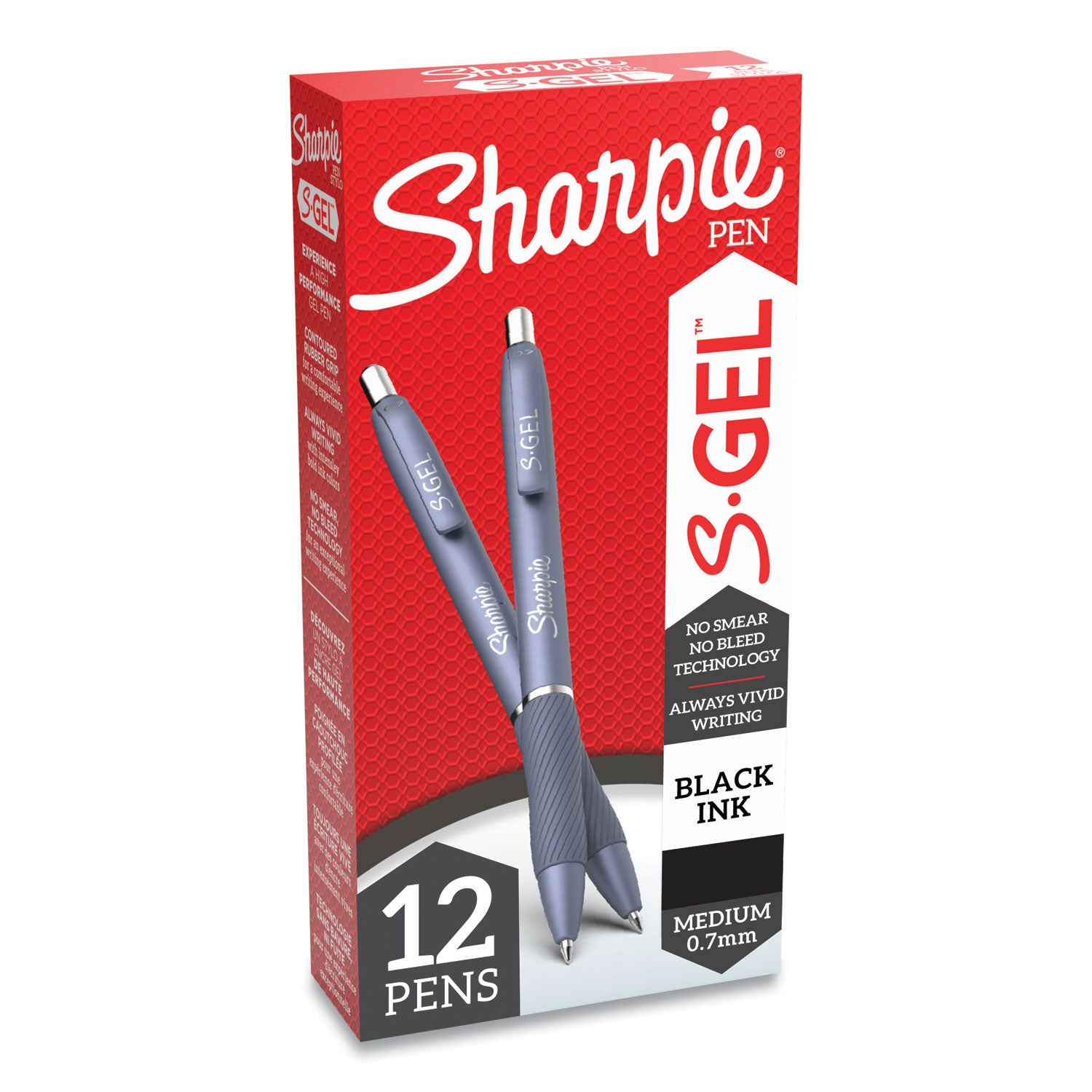 Sharpie S-Gel Fashion Barrel Gel Pen, Retractable, Medium 0.7 mm, Black Ink, Frost Blue Barrel, Dozen (2126232)