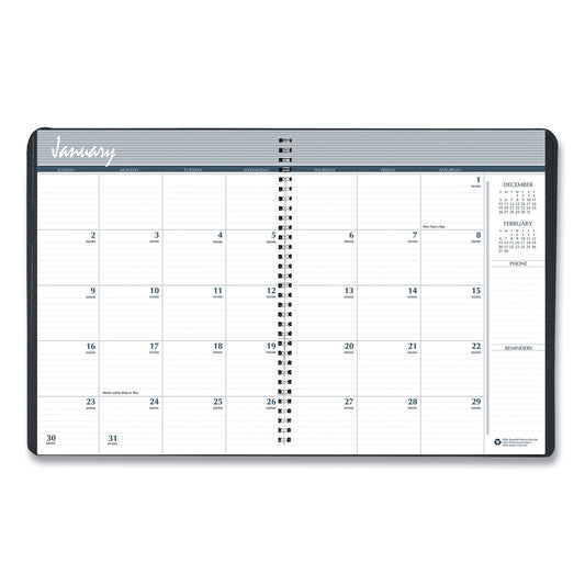 AbilityOne 7510016828095, SKILCRAFT Monthly Appointment Planner, 8.75 x 6.88, Black Cover, 14-Month: Dec 2024 to Jan 2026