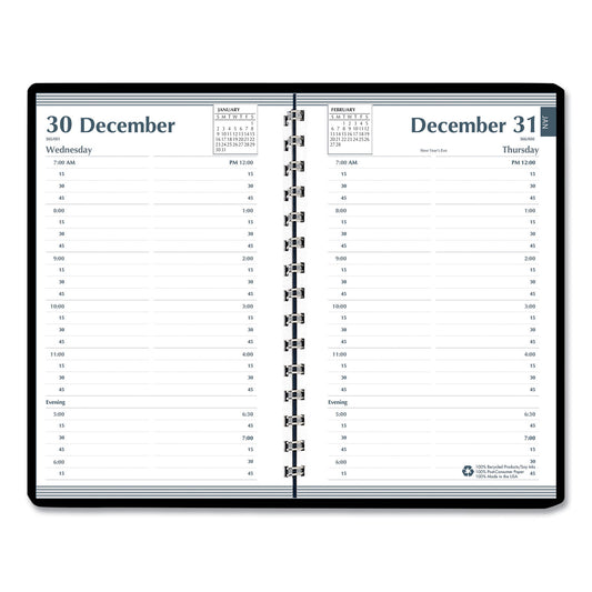 AbilityOne 7530016935598, SKILCRAFT Daily Appointment Planner, 8 x 5, Black Cover, 12-Month (Jan to Dec): 2025