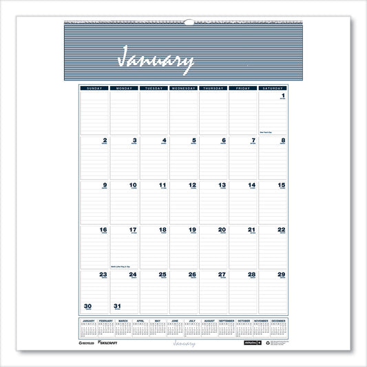 AbilityOne 7510016935078, SKILCRAFT 12-Month Wall Calendar, 8.5 x 11, White/Blue/Gray Sheets, 12-Month (Jan to Dec): 2025