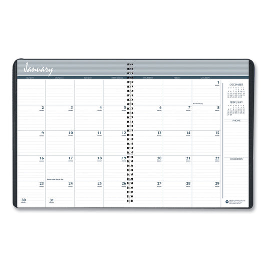 AbilityOne 7530016935573, SKILCRAFT Monthly Appointment Planner, 11 x 8.5, Black Cover, 14-Month: Dec 2024 to Jan 2026