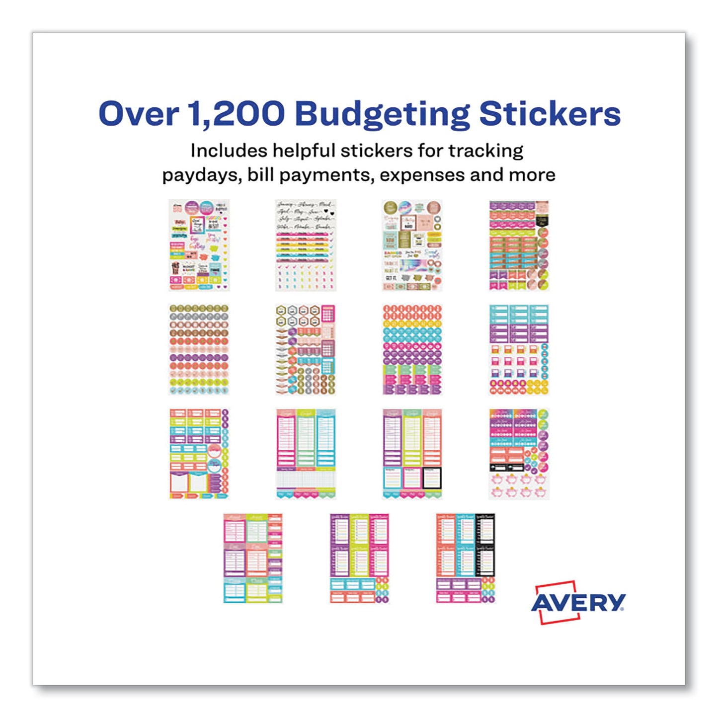 Avery Budgeting Planner Stickers, Budget Theme, Assorted Colors, 1,224/Pack (6788)