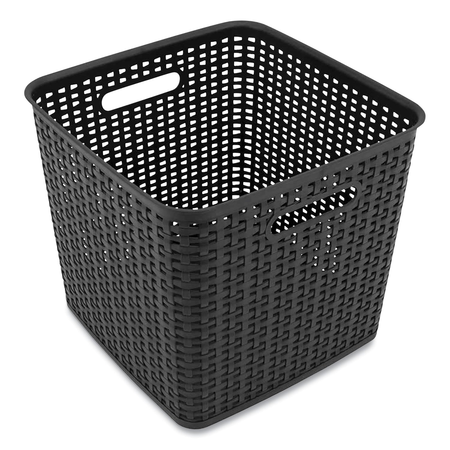 Advantus Plastic Weave Bin, Extra Large, 12.6" x 11.1" x 16.6", Black (37519)