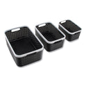 Advantus Open Lid Storage Bin, Assorted Sizes, Black/White, 3/Pack (39220)