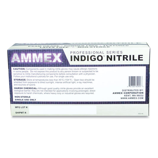 AMMEX Professional Nitrile Exam Gloves, Powder-Free, 3 mil, Medium, Indigo, 100/Box (AINPF44100)