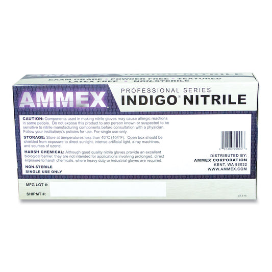 AMMEX Professional Nitrile Exam Gloves, Powder-Free, 3 mil, X-Large, Indigo, 100/Box (AINPF48100)