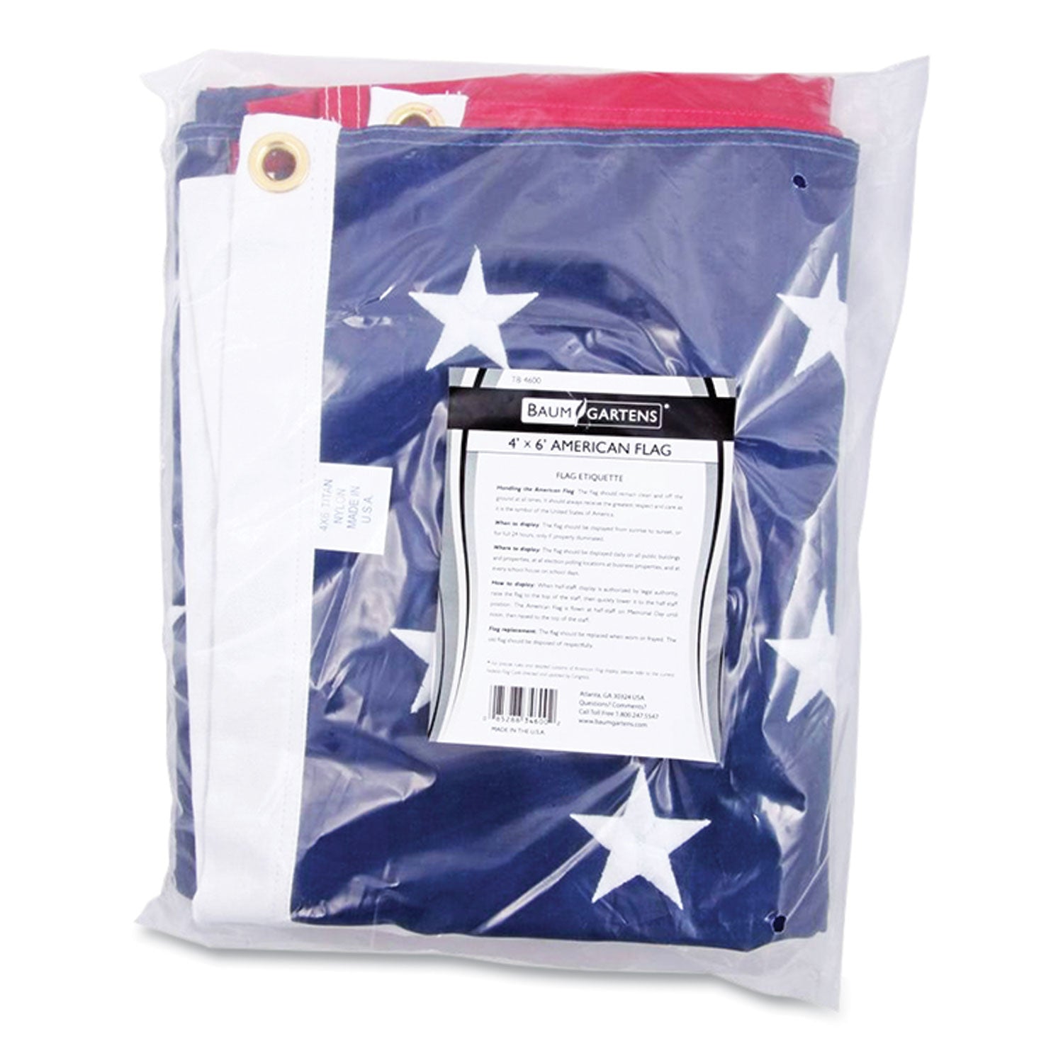 Integrity Flags Indoor/Outdoor U.S. Flag, 72" x 48", Nylon (TB4600)