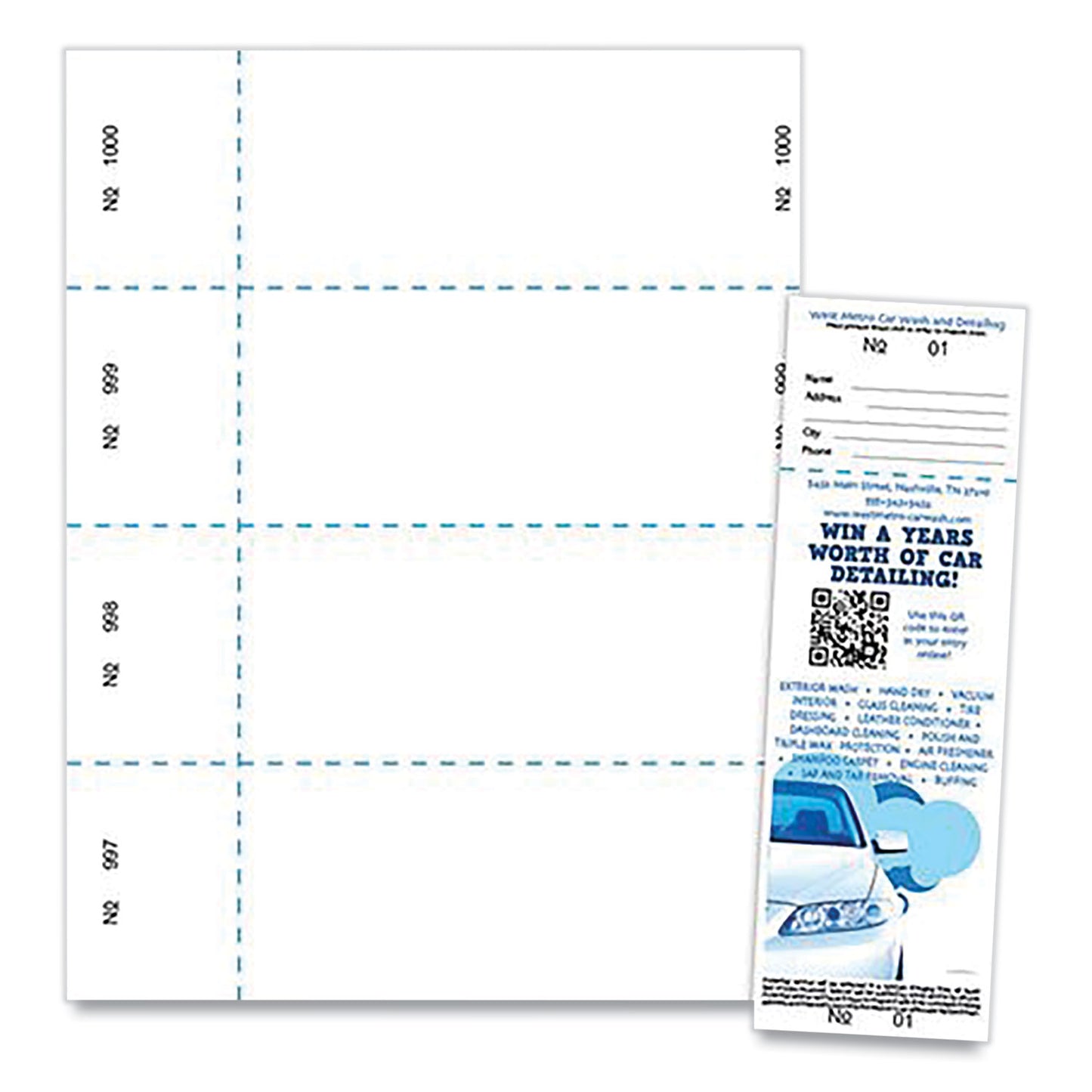 Blanks/USA Jumbo Micro-Perforated Event/Raffle Ticket, 90 lb Index Weight, 8.5 x 11, White, 4 Tickets/Sheet, 250 Sheets/Pack (10X9WH)