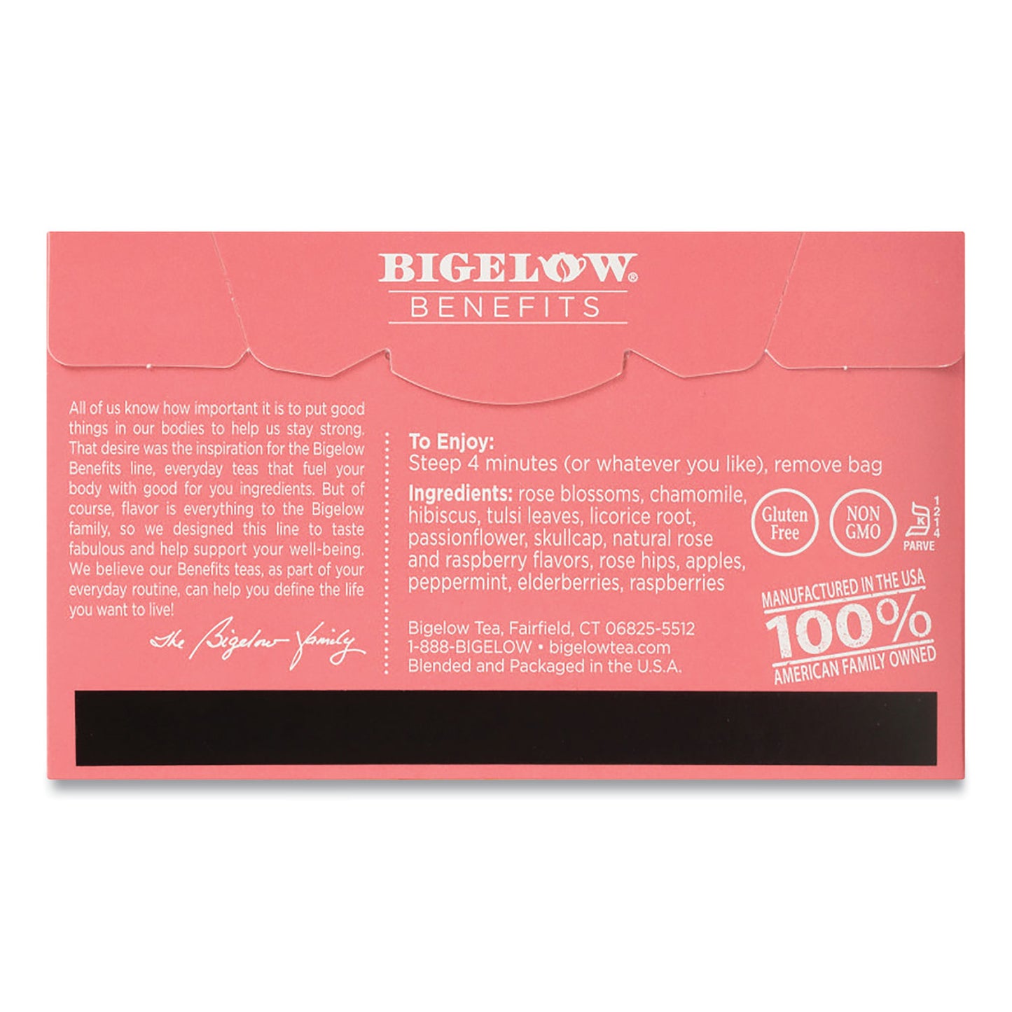 Bigelow Benefits Rose & Mint Herbal Tea Bags, 0.6 oz Tea Bag, 18/Box (1027)